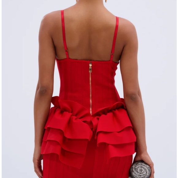 FELT CUTE RUFFLE BANDAGE MINI DRESS - M - Picture 3 of 4